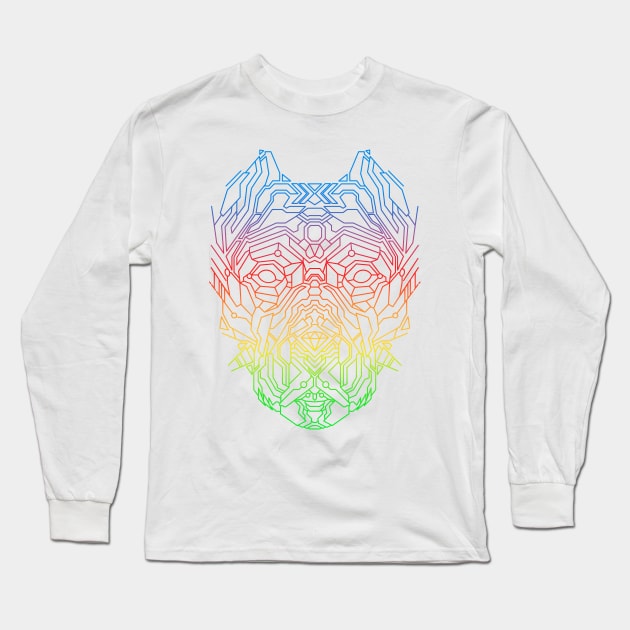 Pitbull Geometry Drawing Long Sleeve T-Shirt by affan2fly